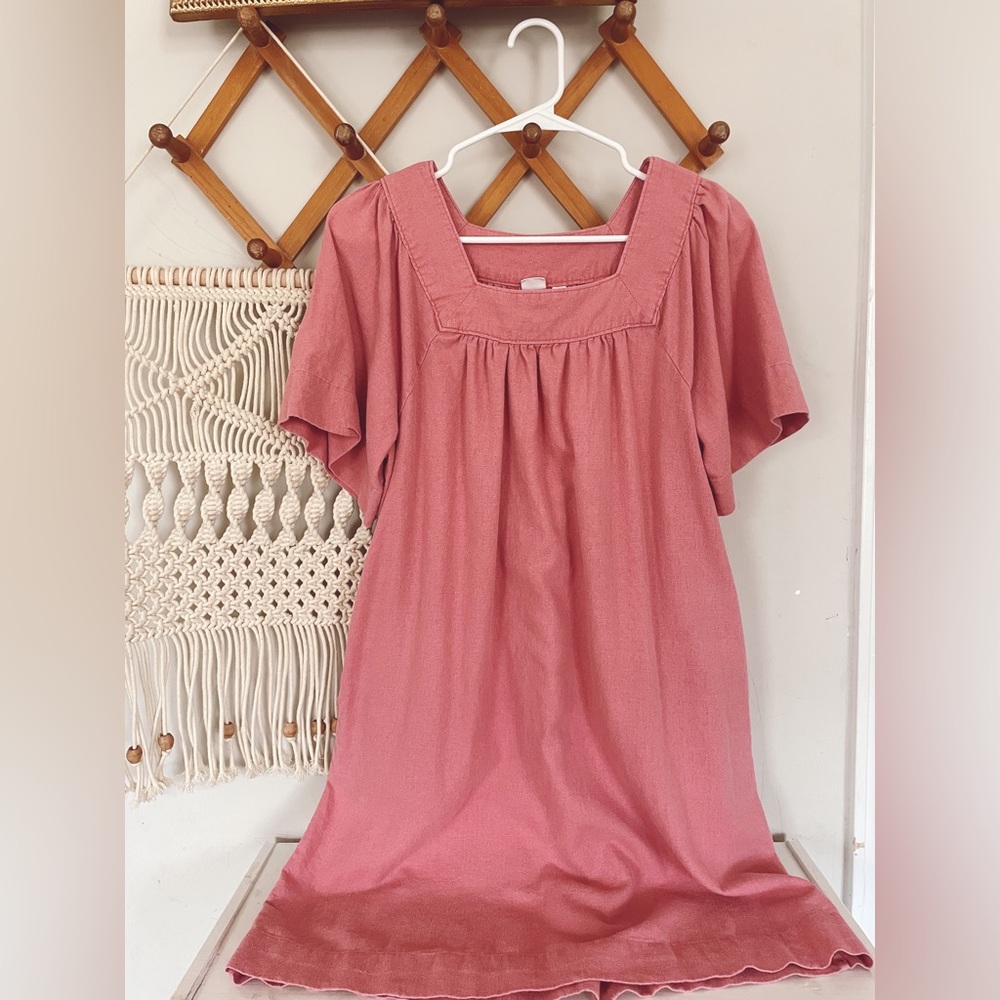 LAST CHANCE GAP linen blend spring summer shift dress small flutter sleeve